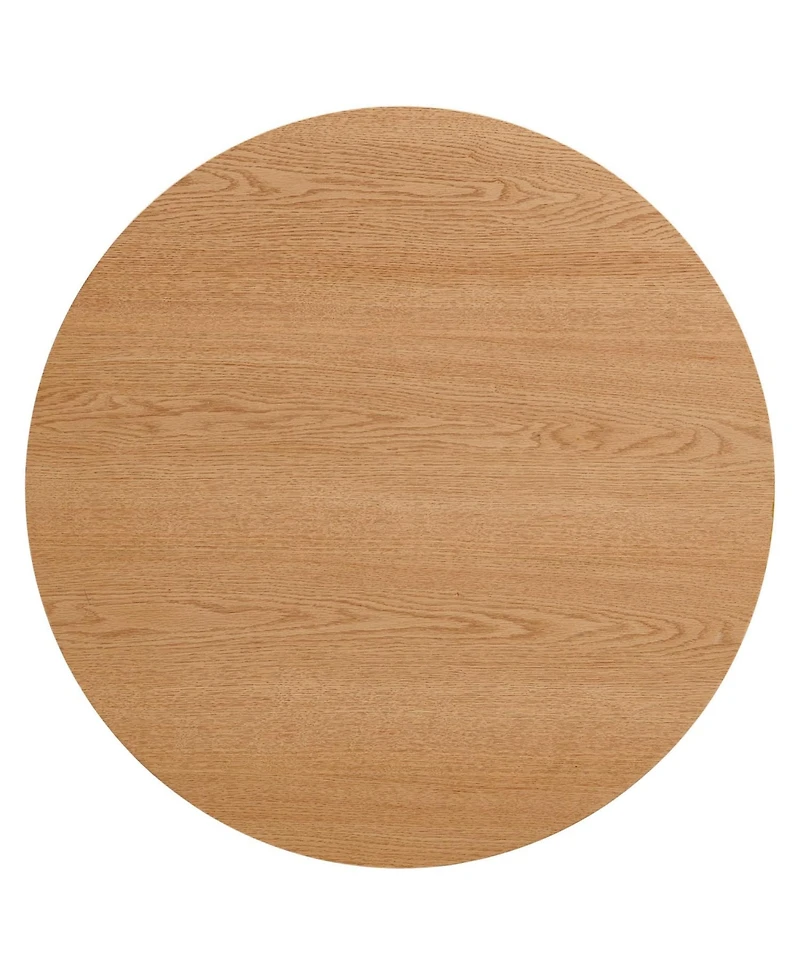 Streamdale 27.5" Round Coffee Table with Oak Veneer, Mdf Top & Metal Base