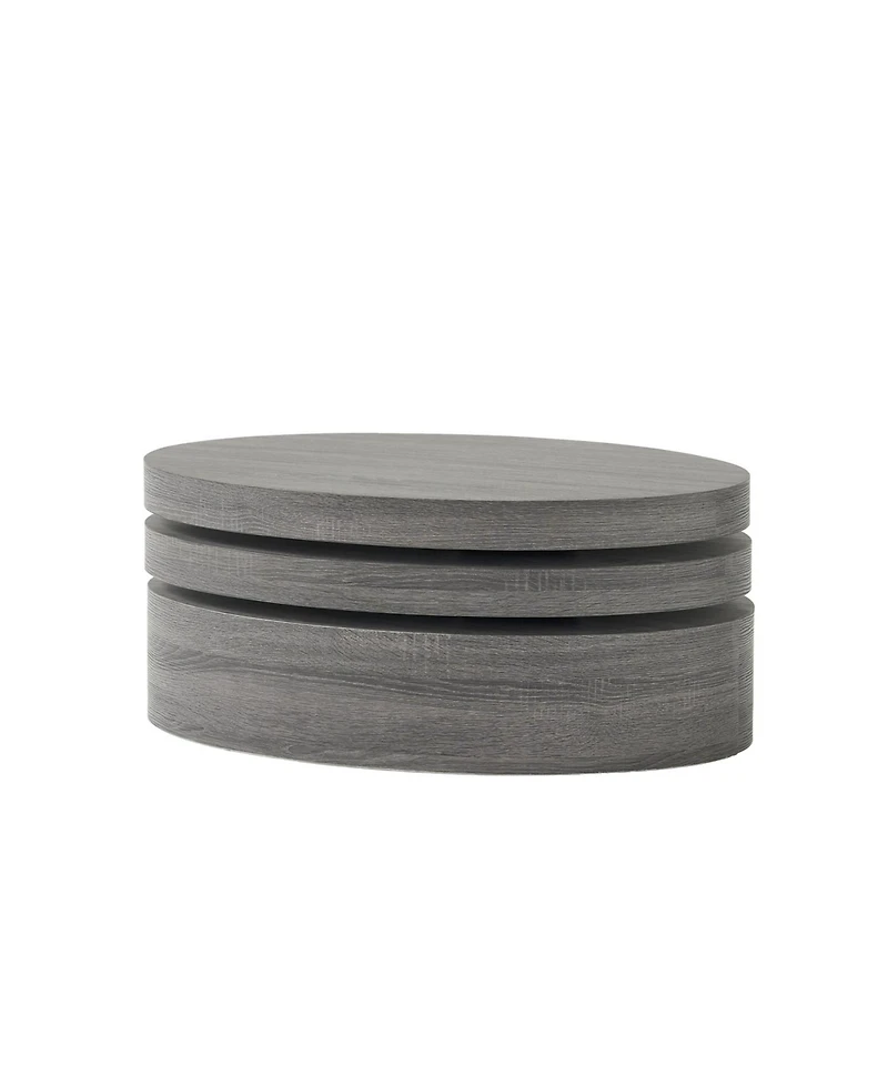 Streamdale Multi-Functional Oval Rotating Coffee Table with 3 Layer Surfaces