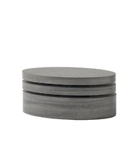 Streamdale Multi-Functional Oval Rotating Coffee Table with 3 Layer Surfaces