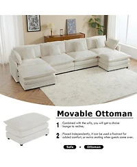 Streamdale Modern Corduroy L-Shape Sofa with Storage Pockets