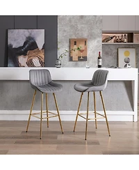 Streamdale Chrome and Velvet Bar Stool (Set of 2)