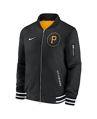 Nike Men's Black Pittsburgh Pirates Authentic Collection City Connect Full-Zip Bomber Jacket