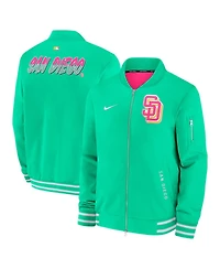 Nike Men's Green San Diego Padres Authentic Collection City Connect Full-Zip Bomber Jacket