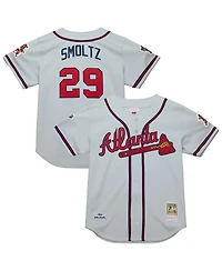 Mitchell & Ness Men's John Smoltz Gray Atlanta Braves 1995 Throwback Authentic Jersey