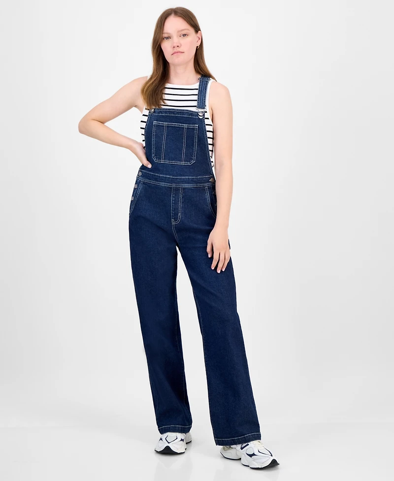Celebrity Pink Juniors' Straight-Leg Denim Overalls