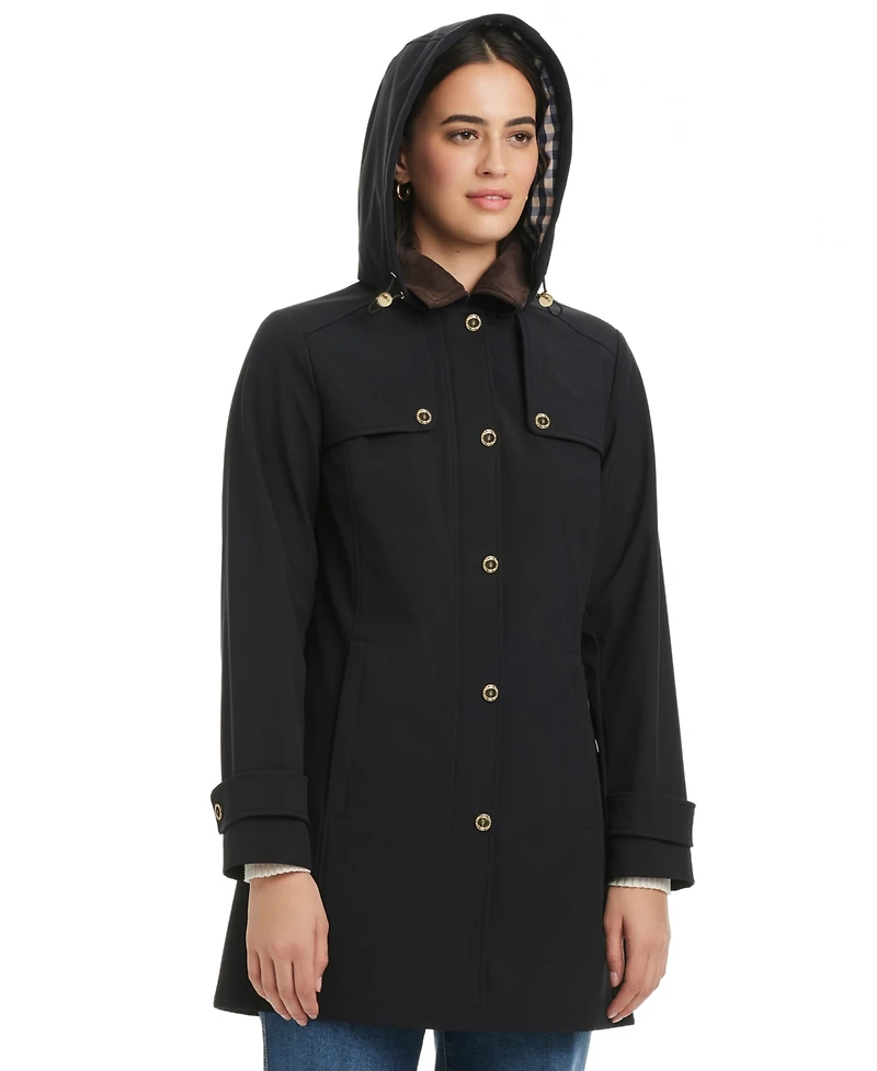 Jones New York Women's Hooded Corduroy-Collar Softshell Coat, Exclusively at Macy's