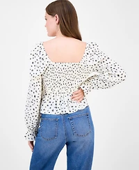 Celebrity Pink Juniors' Ditsy-Print Ruffle-Trim Babydoll Top
