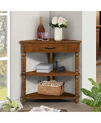 Streamdale 3-tier Wood Corner Table, Brown