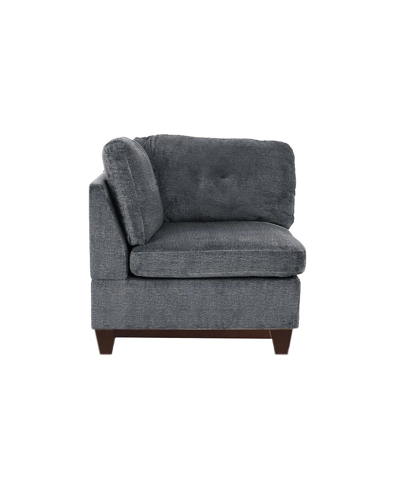 Streamdale Piece Ash Grey Chenille Fabric Modular Sectional with Ottomans