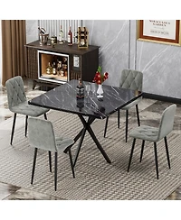 Streamdale Square Faux Marble Dining Table Set for 4