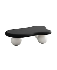 Streamdale 40 Inch Cloud Shaped Coffee Table with 3 Ball Legs for Living Room, Black Top White Legs