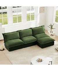 Modern Modular Sectional with Ottoman, Armless, Reversible, Chenille Fabric