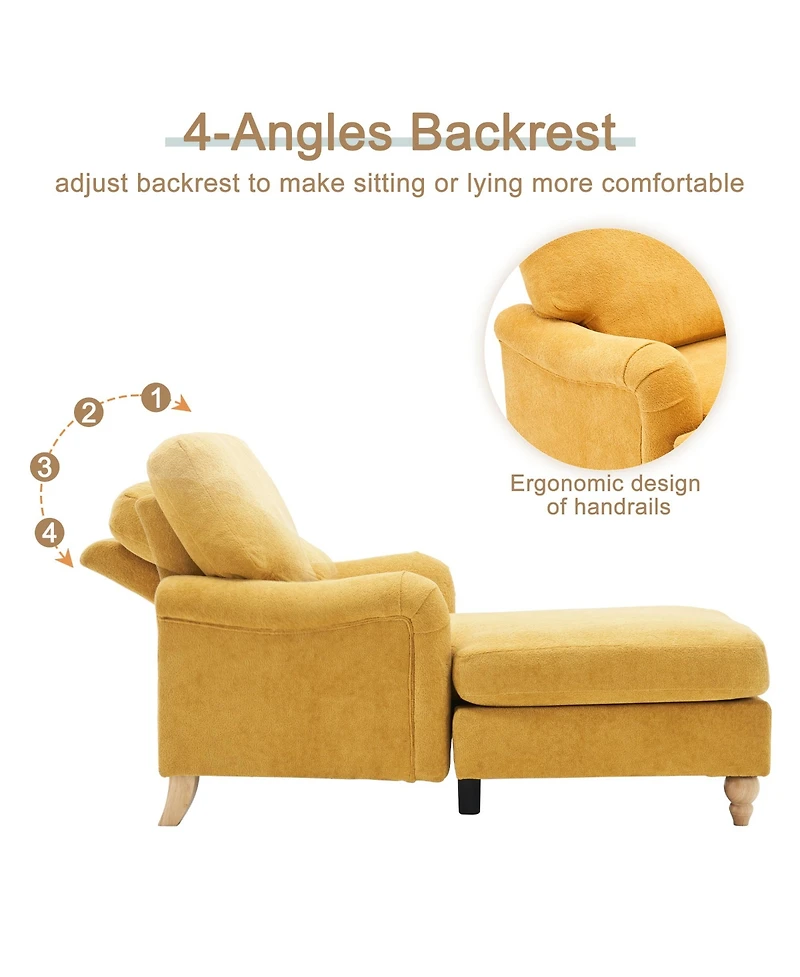 Streamdale Modern Mid-Century Indoor Oversized Chaise Lounger Comfort Sleeper Sofa with Soild Wood Legs