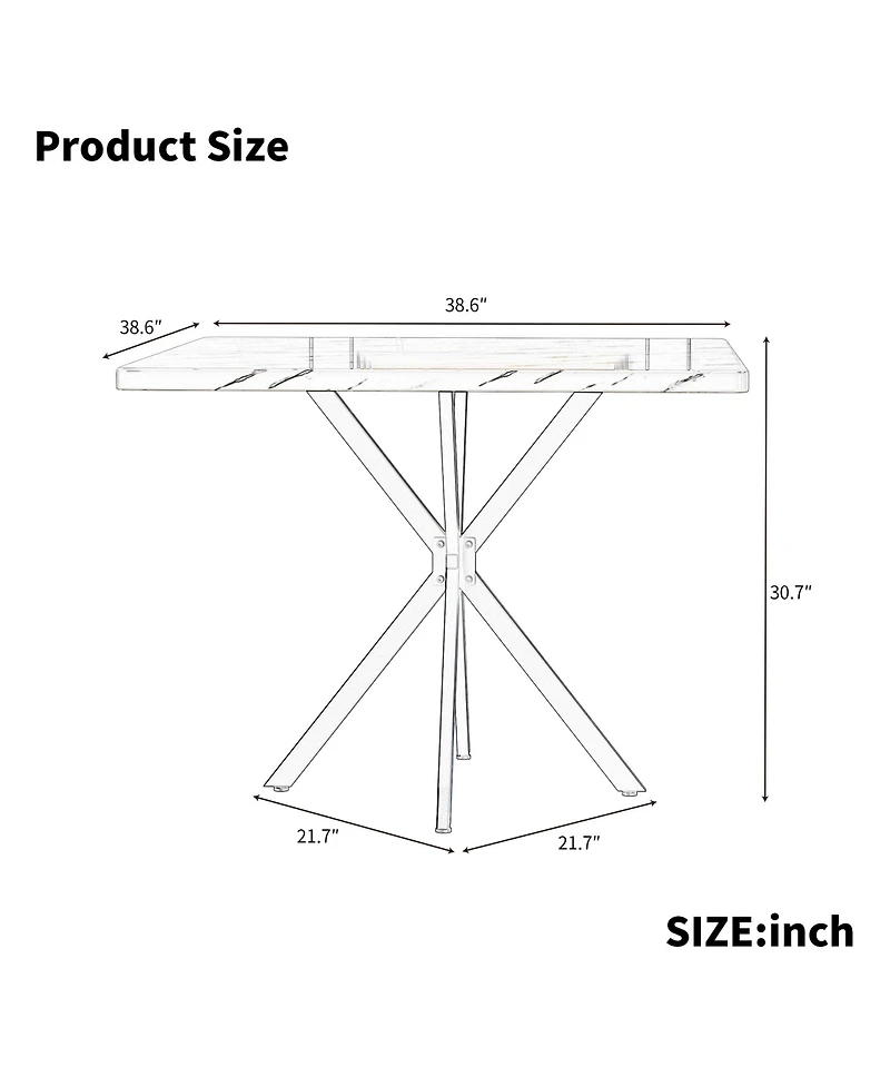 Streamdale Mid-Century Modern Square Dining Table for 4-6
