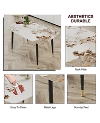 Pristine Dining Table: Patterned Sintered Stone Top on Black Legs (50"30"30")