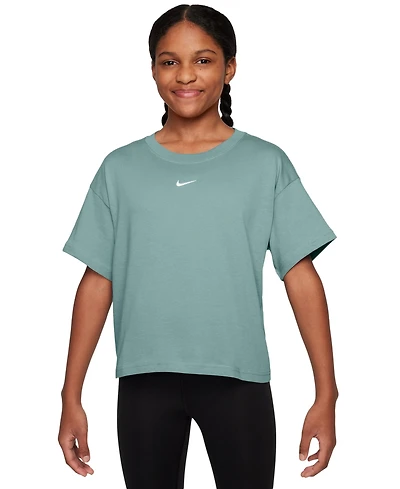 Nike Big Girls Sportswear Essential Cotton Swoosh Logo T-Shirt