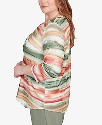 Alfred Dunner Plus Copper Canyon Watercolor Stripe Top