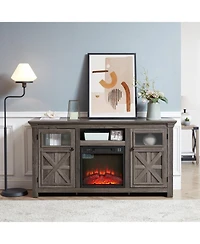 Streamdale Farmhouse Cabinet with Fireplace Insert, 60.23"W x 15.35"D x 31.7"H