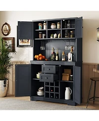 Streamdale Dark Blue Farmhouse Coffee/Wine Bar Cabinet