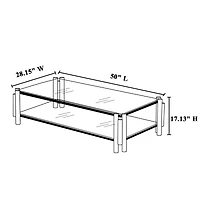Streamdale Modern 3-Piece Stainless Steel Coffee Table Set with Clear Glass Tops