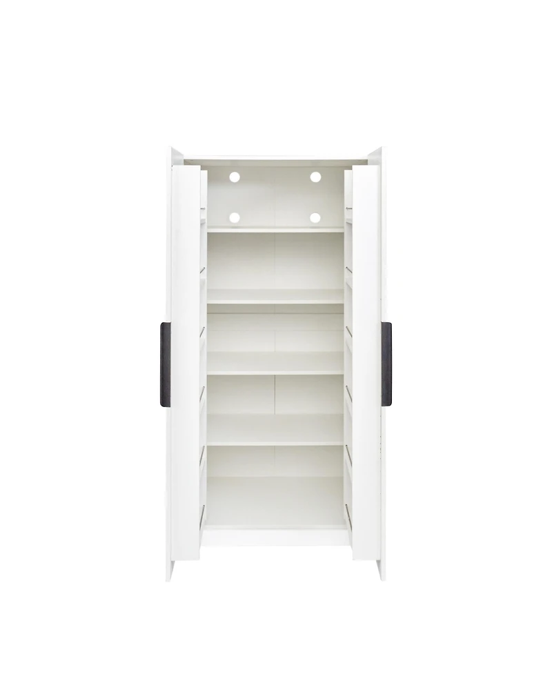 Streamdale White Pantry Cabinet with Doors & Shelves
