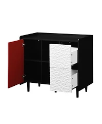 Streamdale Red Accent Sideboard with Drawer and Open Shelves