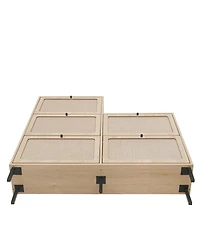 Rattan 5 Door Shoe Rack, Freestanding Modern Shoe Storage Cabinet, for Entryway