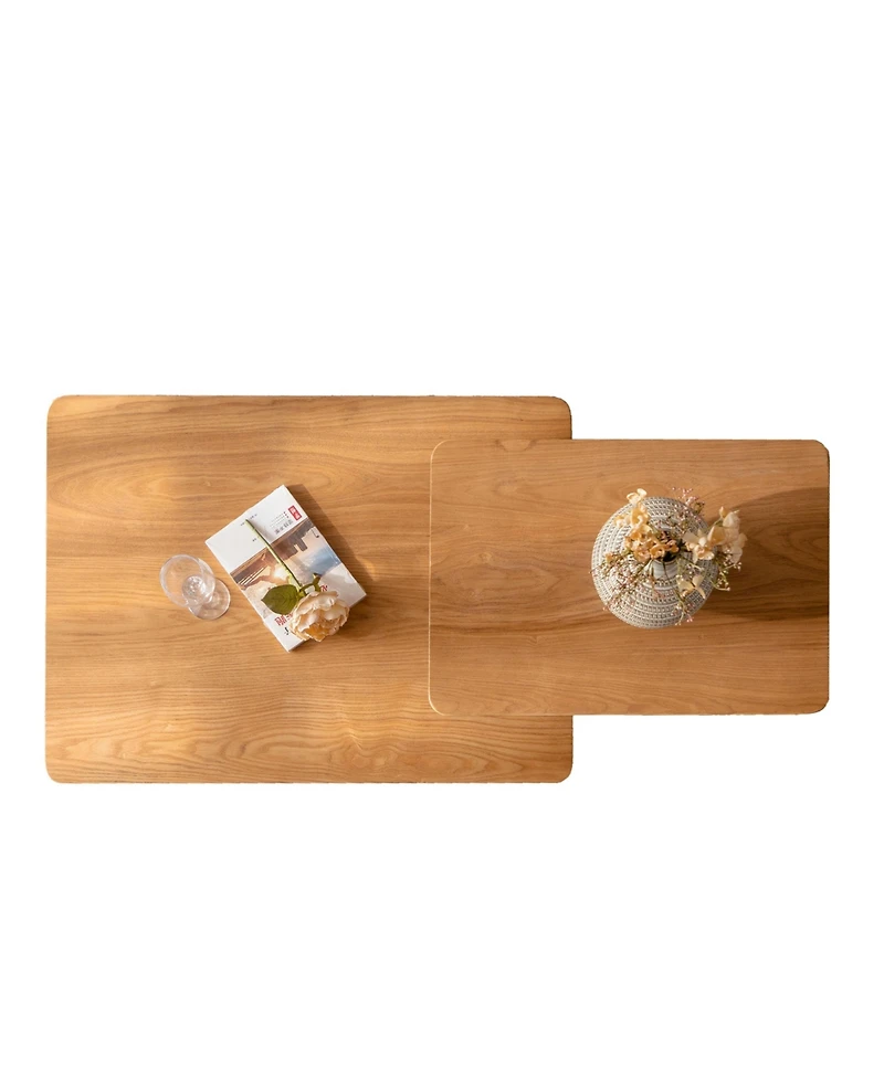 Streamdale Vintage Square Coffee Table Set, Wood Grain Finish (Set of 2)