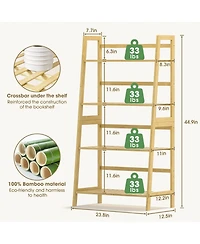 4-Tier Bamboo Ladder Shelf Multipurpose Bookcase, Plant Stand, or Storage Rack