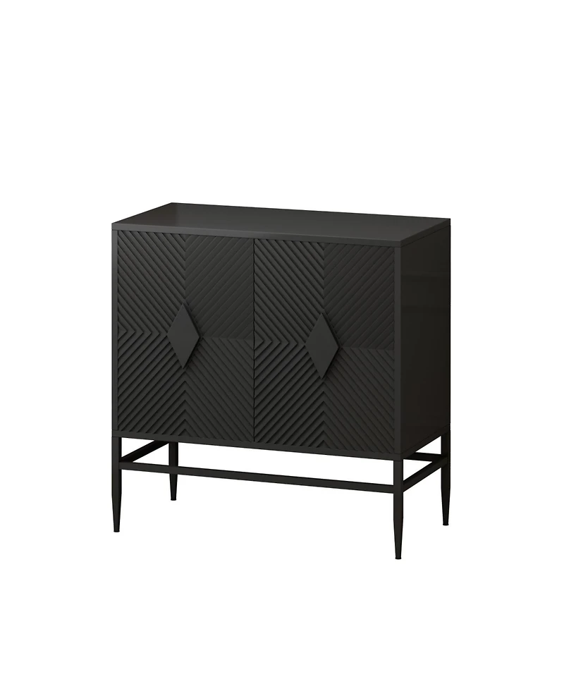 Streamdale 31.5" Black Wooden Storage Cabinet with Metal Legs