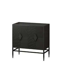 Streamdale 31.5" Black Wooden Storage Cabinet with Metal Legs