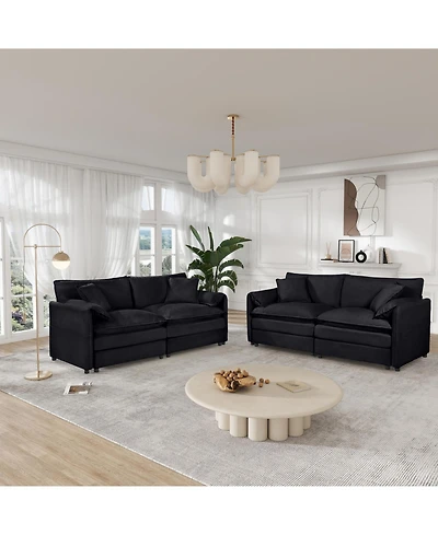 Streamdale Oversized Chenille Sofa Set - Black
