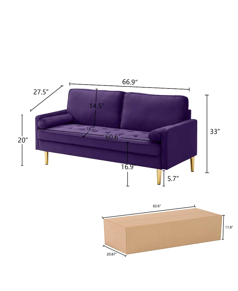 Streamdale Velvet Sofa 65 inch
