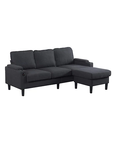 Streamdale 3-Seat Dark Grey Knockdown Sofa with Ottoman and Storage