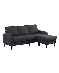 Streamdale 3-Seat Dark Grey Knockdown Sofa with Ottoman and Storage