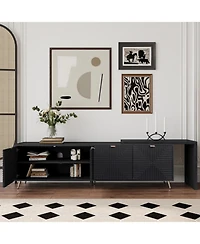 Streamdale Extendable Tv Cabinet with Storage, Adjustable Shelves, Lacquered Wood Veneer