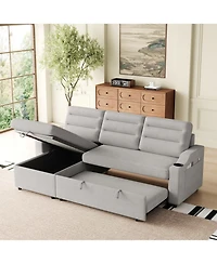 Streamdale 83" Convertible Sofa Bed with Storage, Recliner, and Cup Holder