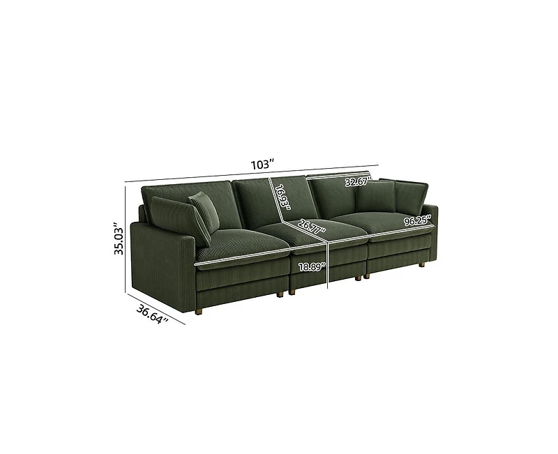 Streamdale Modular Sectional Sofa, Deep Seat, 4 Pillows, Modern L-Shape