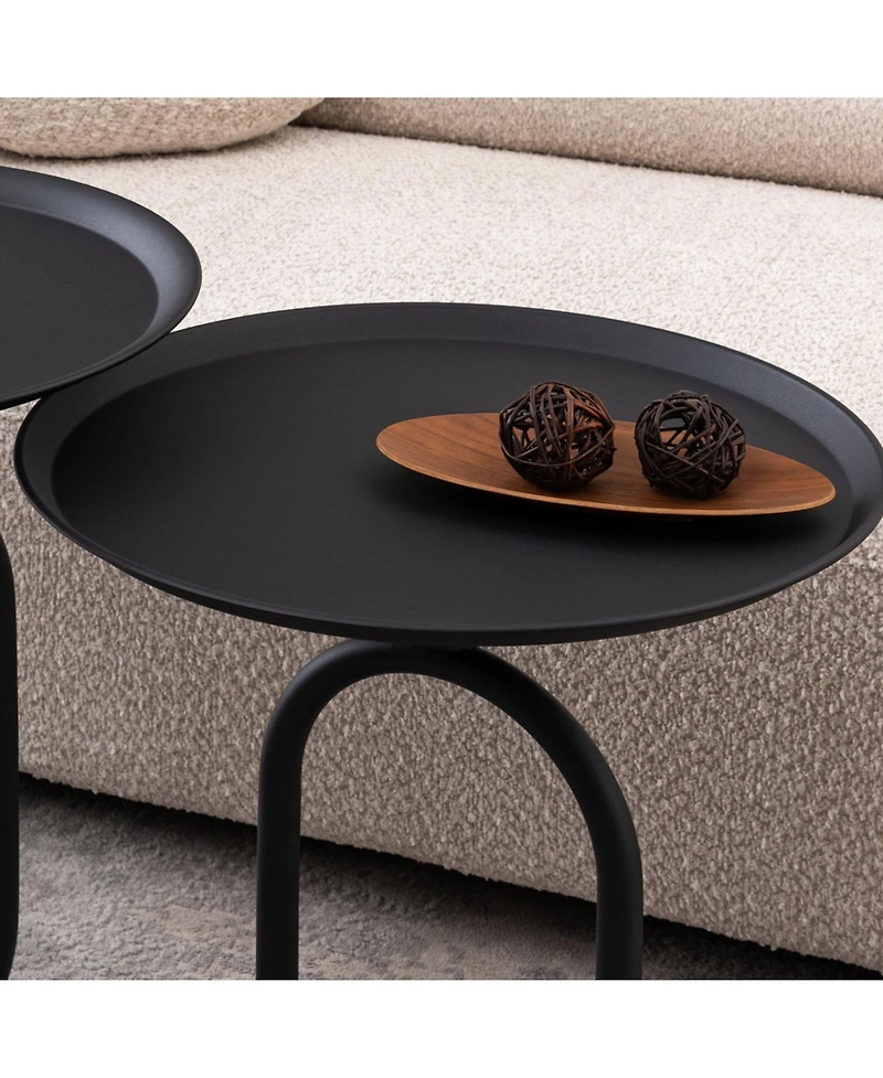 Streamdale Metal End Table, Round Side Table, Small Coffee Table for Living Room