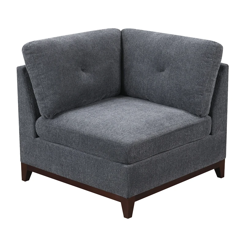 Streamdale Furniture Ash Grey Chenille Fabric Modular Sectional 9pc Set Living Room Furniture Corner Sectional Couch 3x Corner Wedge 4x Armless Chairs