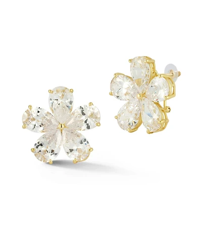 Rachel Zoe 14K Gold Plated Sterling Silver Statement Flower Omega Back Earrings