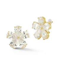 Rachel Zoe 14K Gold Plated Sterling Silver Statement Flower Omega Back Earrings