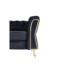 Streamdale Furniture Modern Tufted Velvet Sofa 87.4 Inch For Living Room Black Color