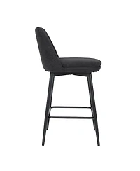 Upholstered Counter Bar Stools with Swivel and Back (Set of 2