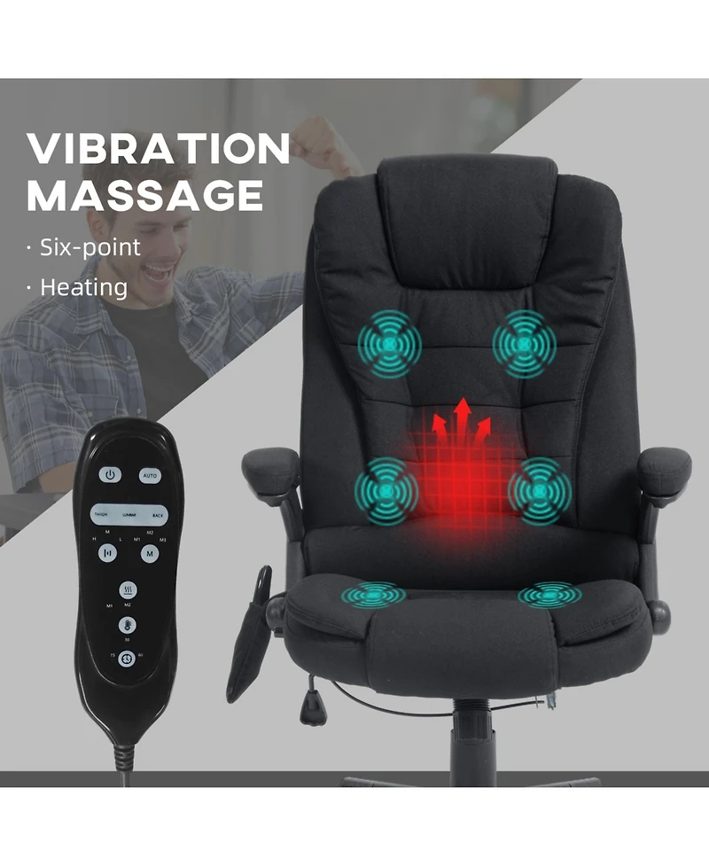6 Point Vibrating Massage Office Chair with Lumbar Heat Black