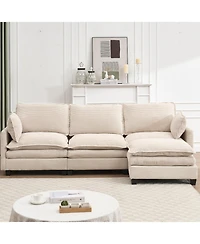 Streamdale Modular Velvet U-Shaped Sofa with Ottoman & Pillows