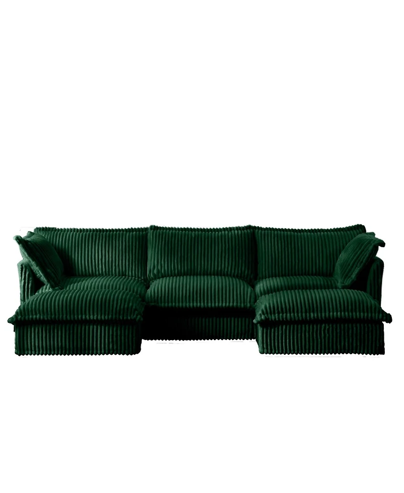 Streamdale Slipcovered U Shape Sectional Sofa, Deep Seat, Green
