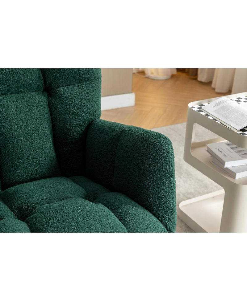 Streamdale Furnitur Teddy Fabric Rocking Chair With Adjustable Footrest,Green