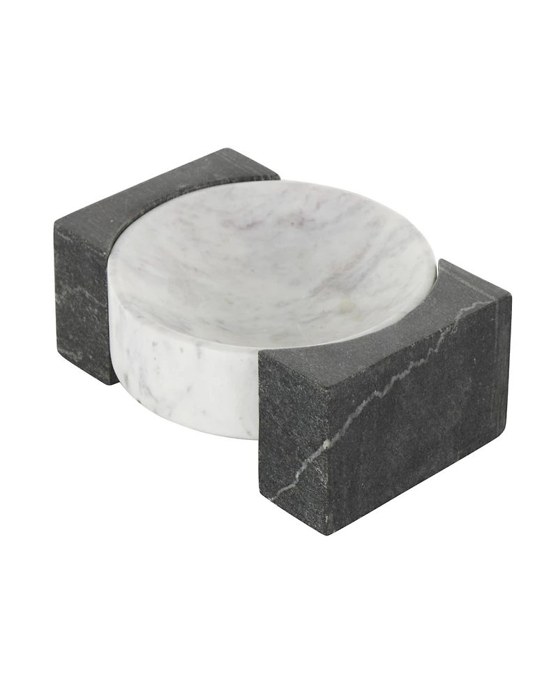 Rosemary Lane Marble Tray with Black Rectangular Blocks, 10" x 8"
