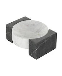 Rosemary Lane Marble Tray with Black Rectangular Blocks, 10" x 8"